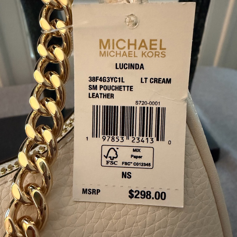 Michael Kors light cream small leather pouchette. - Picture 6 of 6